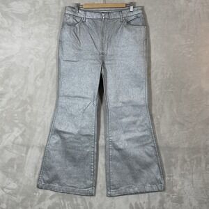 Wrangler Fender Women's Metallic Wanderer Flare Jeans Zip Front 33x32 High Rise